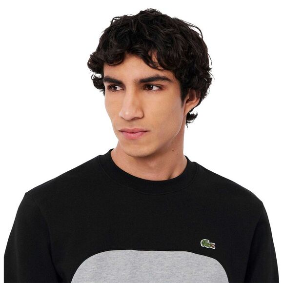 Lacoste Mens Colour Block Fleece Sweatshirt / Gray/Black